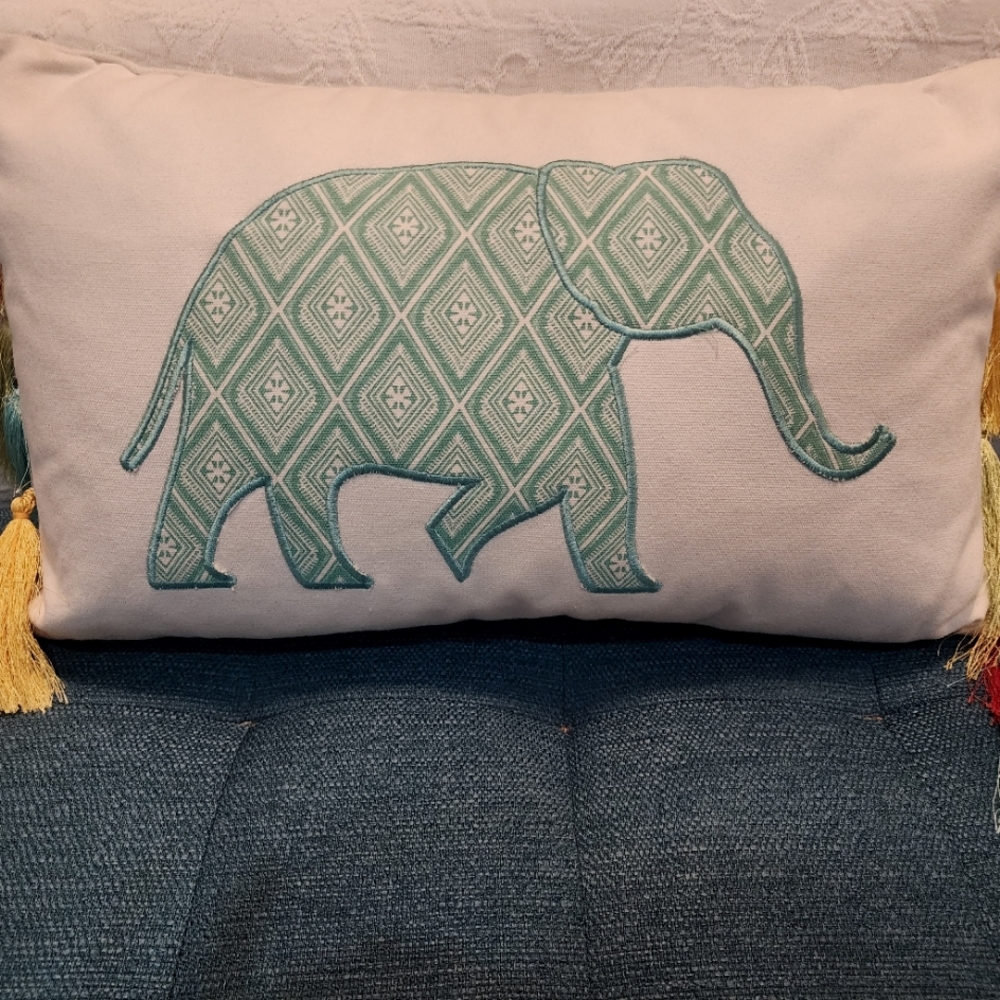 Nina Home Decorative Elephant Accent Pillow Tassles 18x11